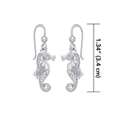 Most precious jewel of the ocean Sterling Silver Seahorse Filigree Hook Earrings Jewelry TER1714 - Earrings